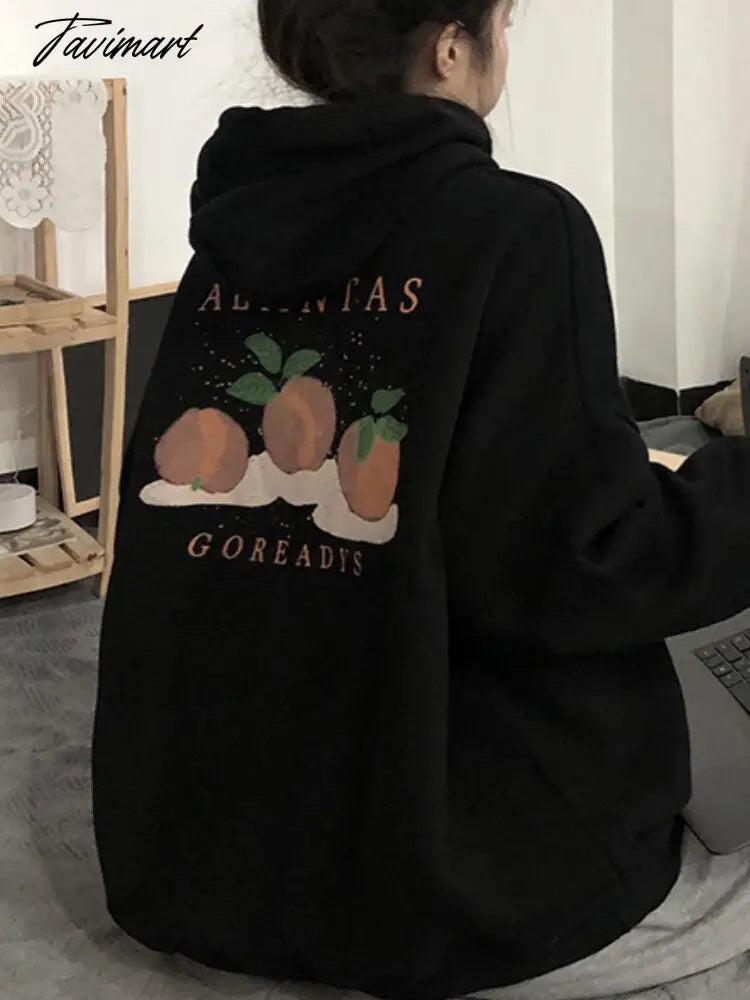 Winter Sweet Warm Hoodie Women Cartoon Print Casual Kawaii Pullover Hoody Female Korean Oversized Thick Pullover Tops New