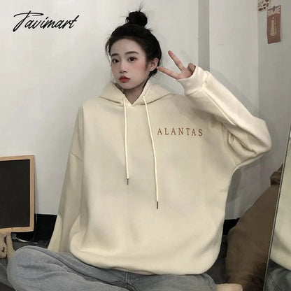 Winter Sweet Warm Hoodie Women Cartoon Print Casual Kawaii Pullover Hoody Female Korean Oversized Thick Pullover Tops New