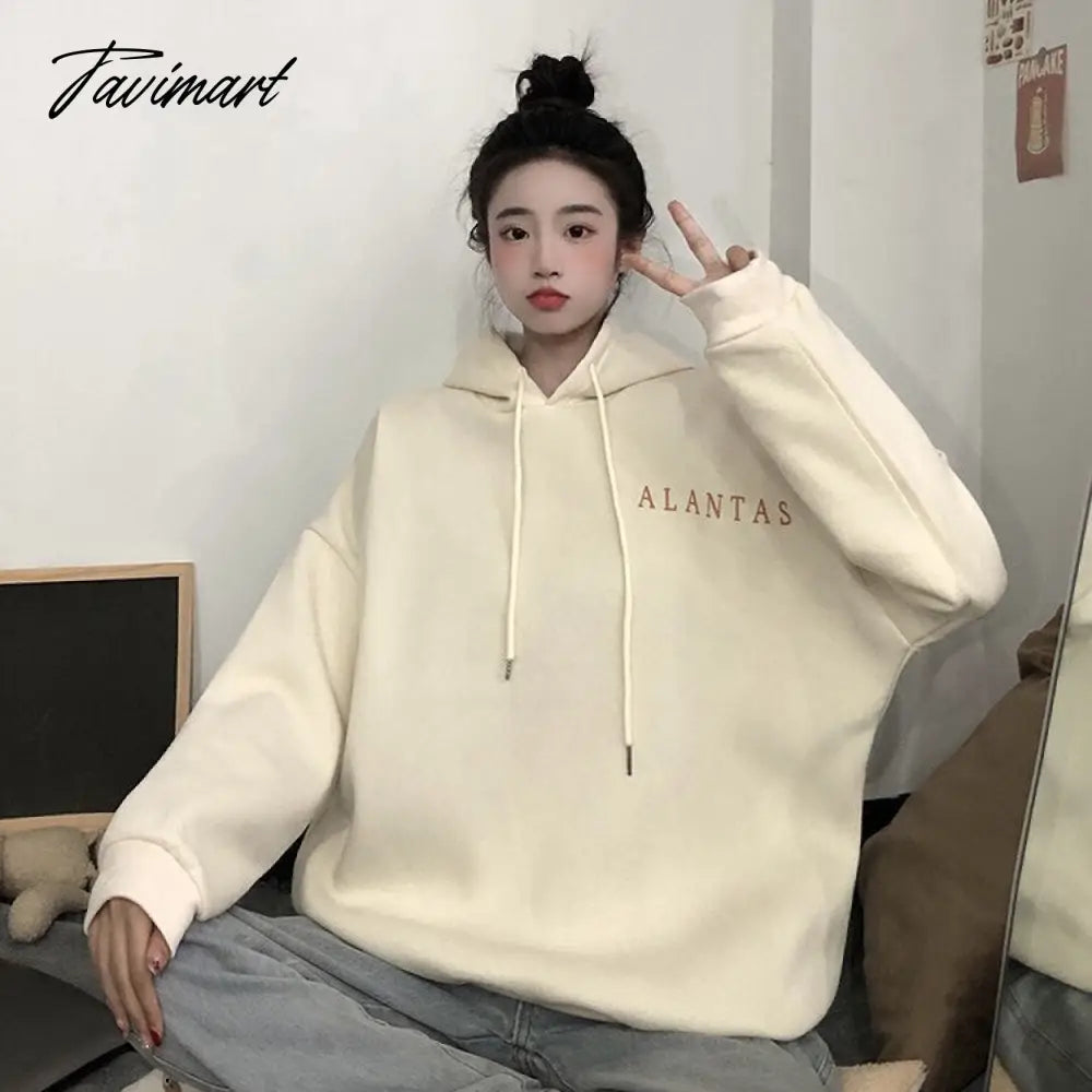 Winter Sweet Warm Hoodie Women Cartoon Print Casual Kawaii Pullover Hoody Female Korean Oversized Thick Pullover Tops New