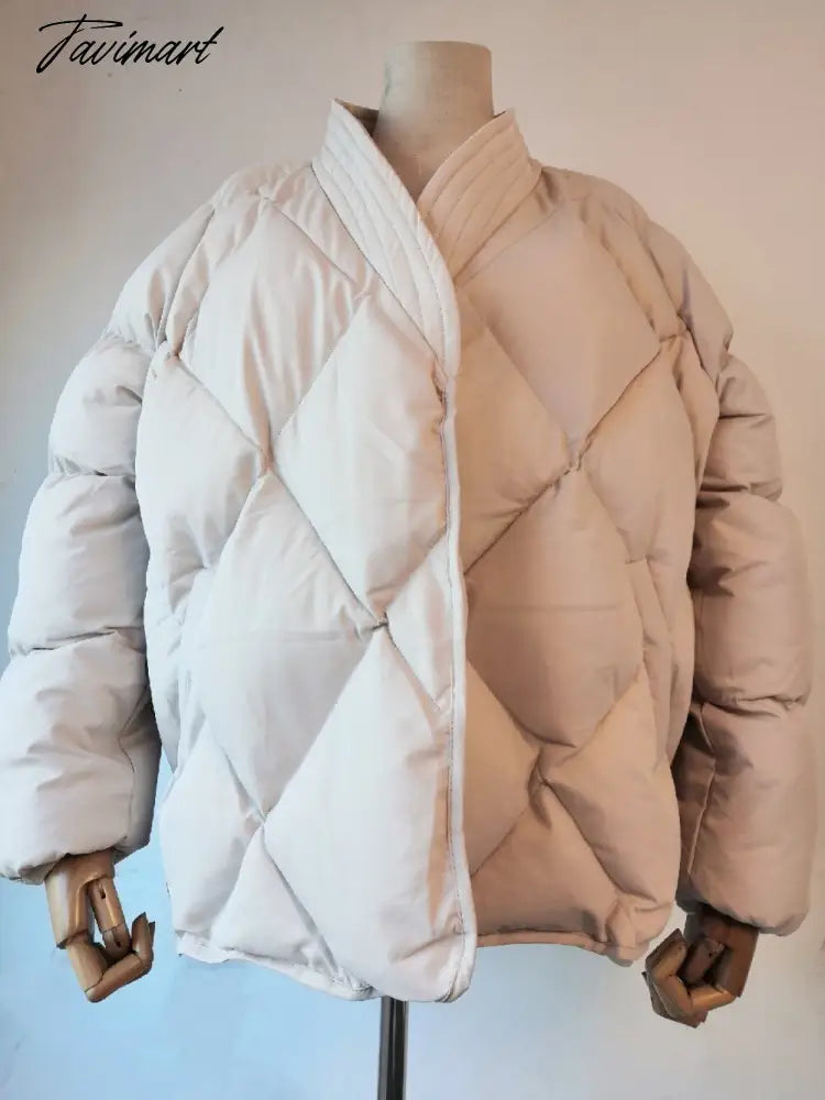 Winter Thick Warm High Quality Argyle Parka with Belt Fashion Office Ladies Khaki Jacket Coat Women‘s Casual Solid Outwear