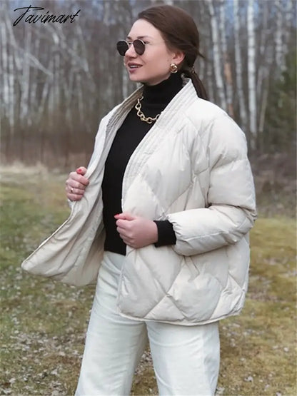 Winter Thick Warm High Quality Argyle Parka with Belt Fashion Office Ladies Khaki Jacket Coat Women‘s Casual Solid Outwear