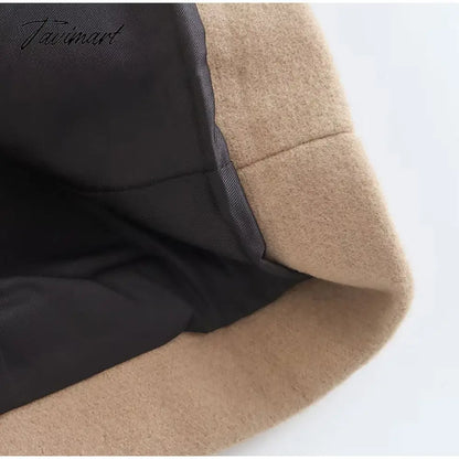 Winter Women Elegant Wool Jacket Coat Female Big Fur Collar Woolen Blend Coats Ladies Fashion Long Outwear Overcoats
