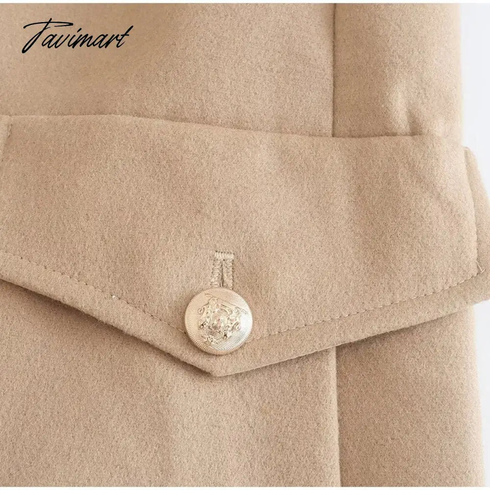 Winter Women Elegant Wool Jacket Coat Female Big Fur Collar Woolen Blend Coats Ladies Fashion Long Outwear Overcoats