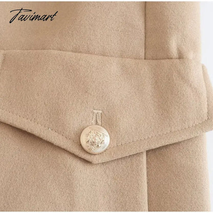 Winter Women Elegant Wool Jacket Coat Female Big Fur Collar Woolen Blend Coats Ladies Fashion Long Outwear Overcoats
