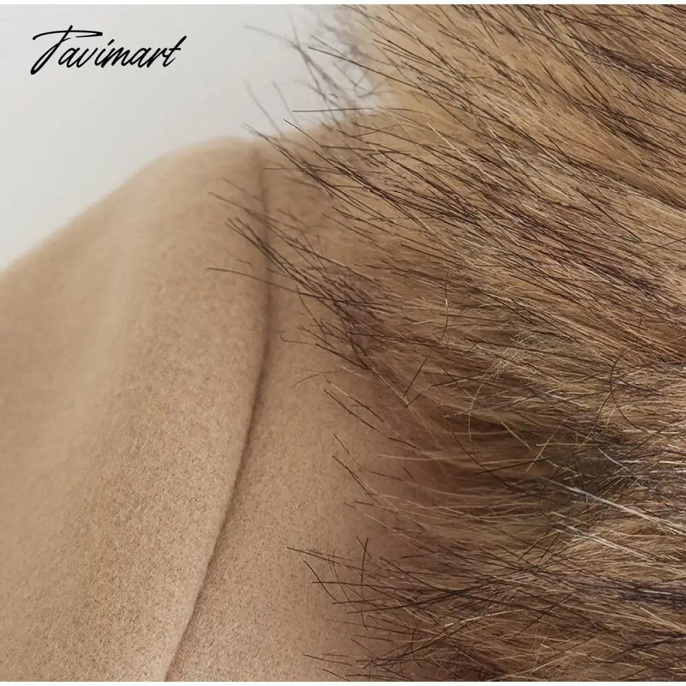 Winter Women Elegant Wool Jacket Coat Female Big Fur Collar Woolen Blend Coats Ladies Fashion Long Outwear Overcoats
