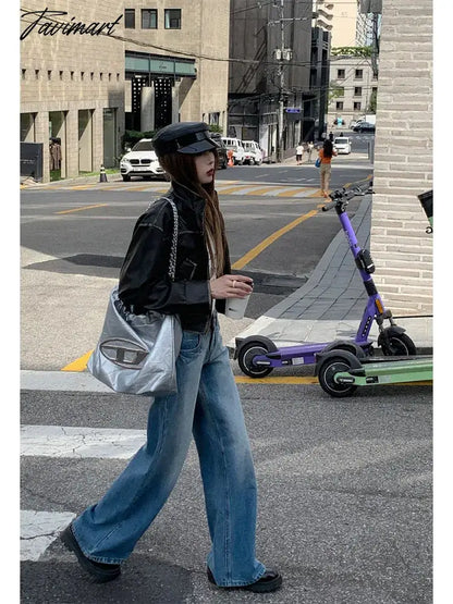Woman Jeans American Style Denim Gyaru Pants New Trend Trousers All-match Sweatpants Streetwear Cargo Pants Bell Bottoms