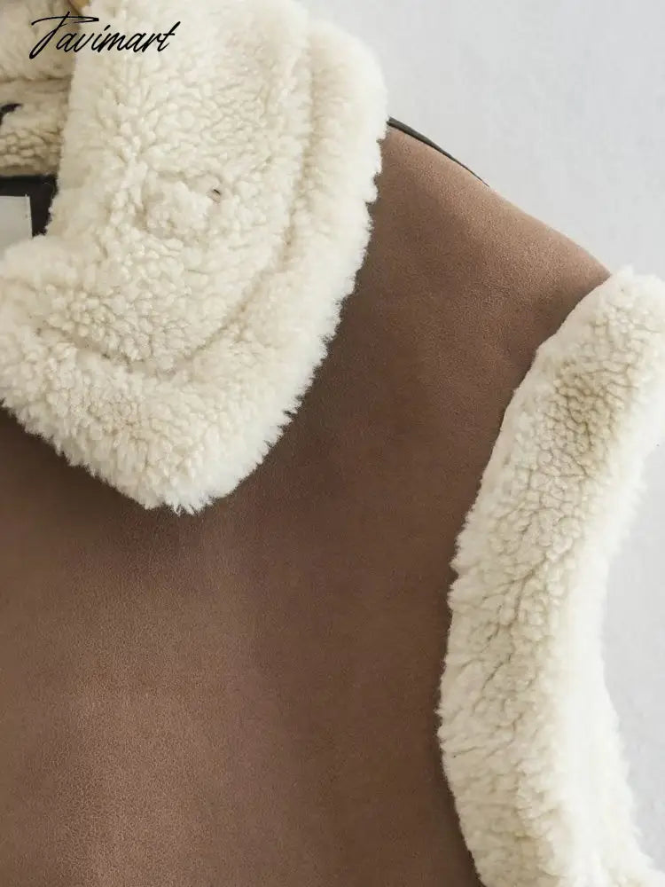 Women Autumn New Fashion Fur In One Waistcoat Vintage Sleeveless Female Vest Coat Chic Tops