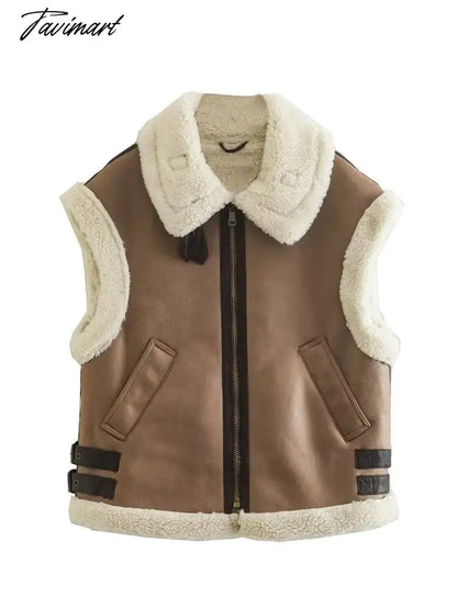 Women Autumn New Fashion Fur In One Waistcoat Vintage Sleeveless Female Vest Coat Chic Tops