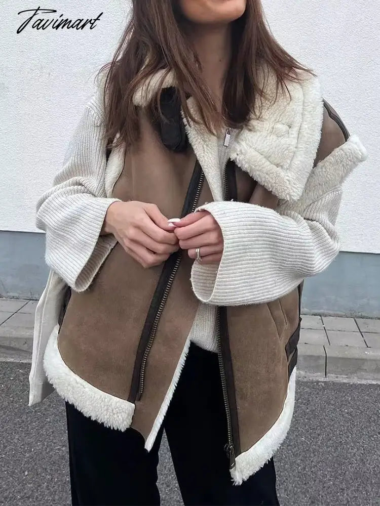 Women Autumn New Fashion Fur In One Waistcoat Vintage Sleeveless Female Vest Coat Chic Tops