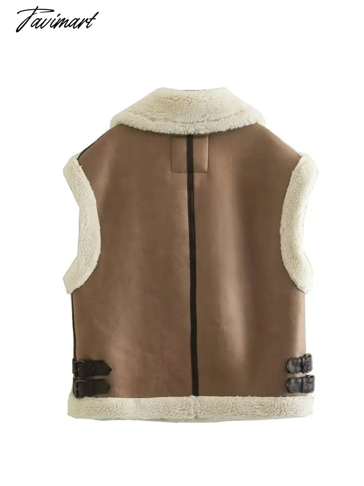 Women Autumn New Fashion Fur In One Waistcoat Vintage Sleeveless Female Vest Coat Chic Tops