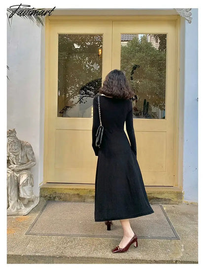 Women Autumn Winter Solid Slim Party Dresses Long-Sleeved Knitted Dress Square Collar Dress Vestido De Mujer Femme Robe