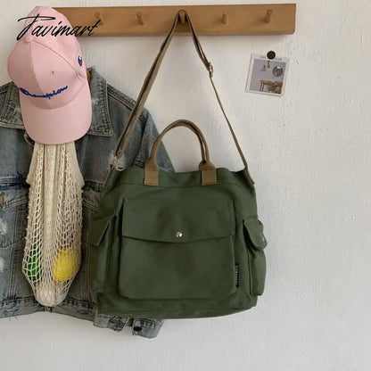 Women Cotton Canvas Messenger Bags Tote Magnetic Buckle Shopping Bag Travel Handbag With Adjustable Shoulder Strap