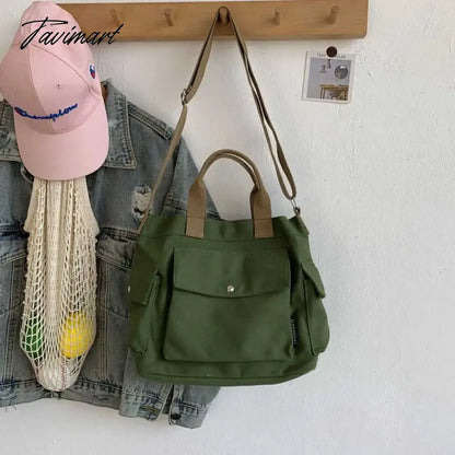 Women Cotton Canvas Messenger Bags Tote Magnetic Buckle Shopping Bag Travel Handbag With Adjustable Shoulder Strap