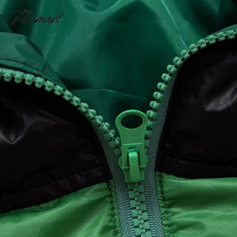 Women Fashion Patchwork Loose Bomber Jacket Coat Y2K Vintage Long Sleeve Zipper Warm Parkas Female Outerwear Winter Women Coats