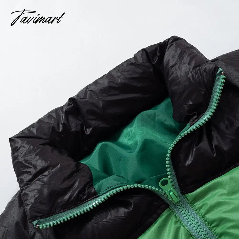 Women Fashion Patchwork Loose Bomber Jacket Coat Y2K Vintage Long Sleeve Zipper Warm Parkas Female Outerwear Winter Women Coats