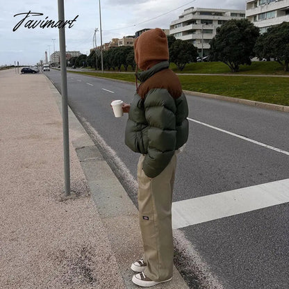 Women Fashion Patchwork Loose Bomber Jacket Coat Y2K Vintage Long Sleeve Zipper Warm Parkas Female Outerwear Winter Women Coats