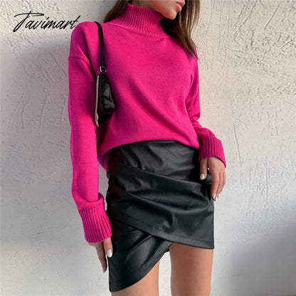 Women Knitted Turtleneck Sweater Oversize Long Sleeve Loose Ladies Pullover Tops Casual Autumn Warm Solid Female Sweaters