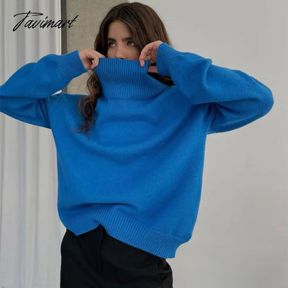 Women Knitted Turtleneck Sweater Oversize Long Sleeve Loose Ladies Pullover Tops Casual Autumn Warm Solid Female Sweaters