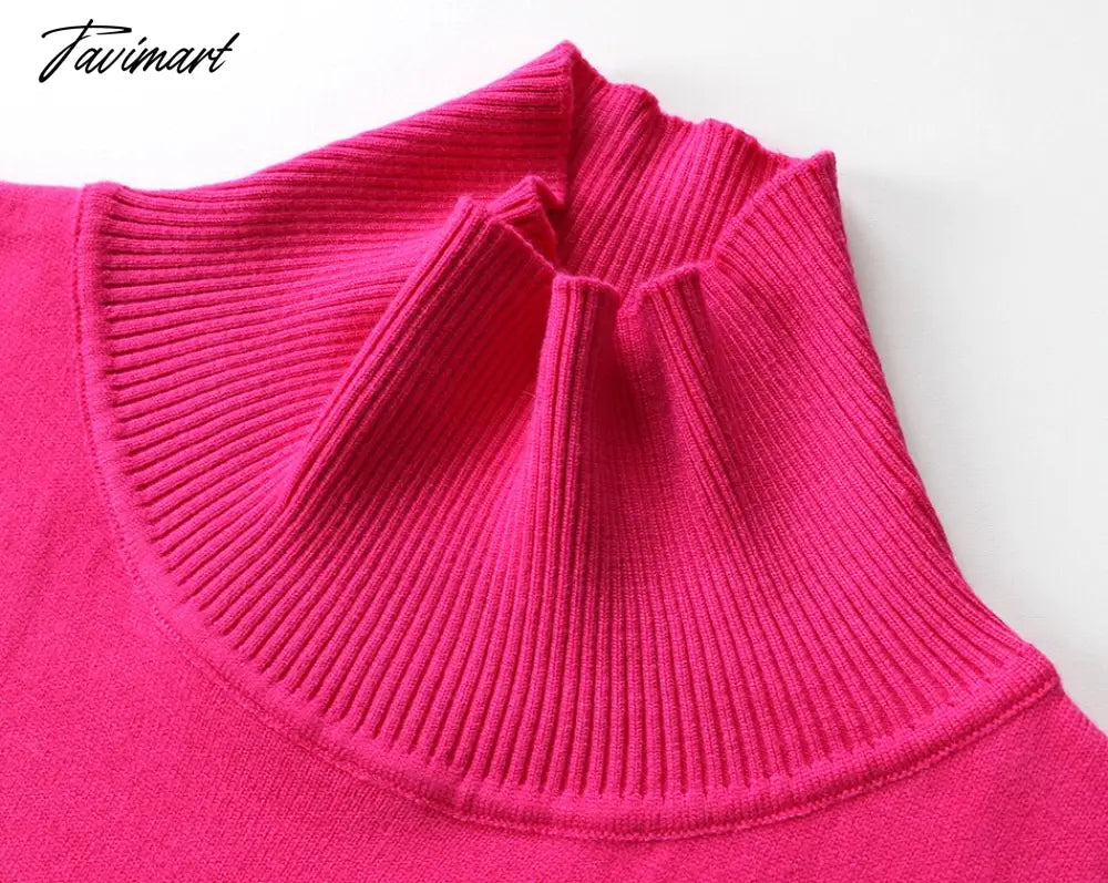 Women Knitted Turtleneck Sweater Oversize Long Sleeve Loose Ladies Pullover Tops Casual Autumn Warm Solid Female Sweaters
