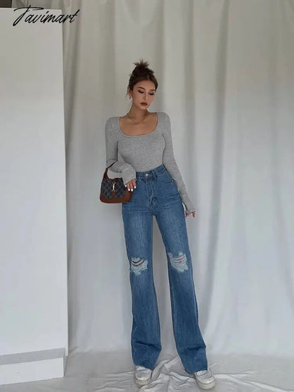 Women Long Sleeve T-Shirts Skinny All-match Sexy Square-Collar Tops Ladies Simple Fashion Elastic Vintage Chic Tees