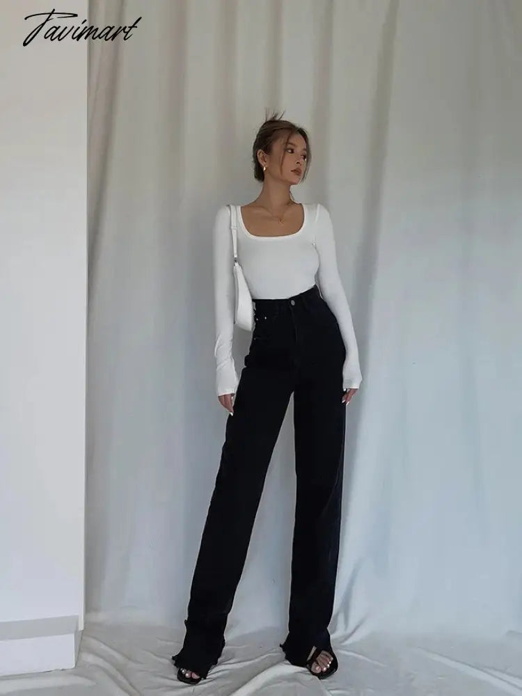 Women Long Sleeve T-Shirts Skinny All-match Sexy Square-Collar Tops Ladies Simple Fashion Elastic Vintage Chic Tees