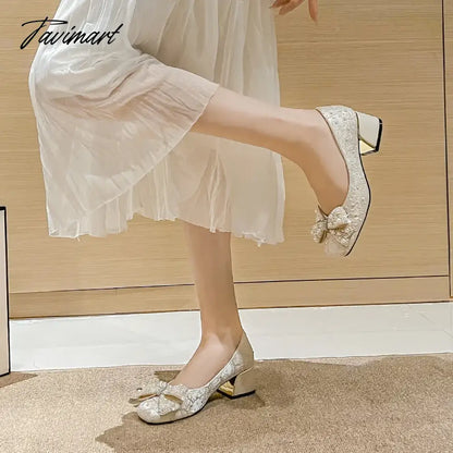 Women's Chunky Block Pumps Slip On Low Heel Closed Round Toe Dress Classic Mid Square Shoes Wedding Party Office Lady Shoes