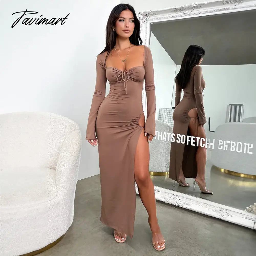 Women's Deep V Backless Mermaid Dress, Long Sleeve Gown, Elegant Outfits, Sexy, Party, Club, Cut Out