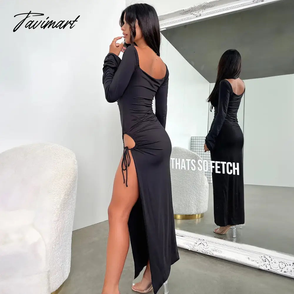 Women's Deep V Backless Mermaid Dress, Long Sleeve Gown, Elegant Outfits, Sexy, Party, Club, Cut Out