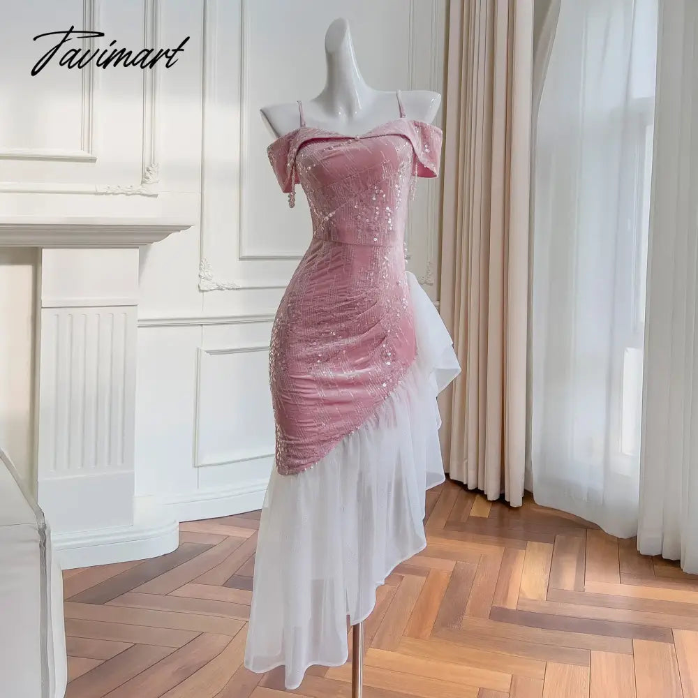 Women's Evening Party Dress Sexy Off The Shoulder Sequins Beading Slim Ruffles Fishtail Skirts Dubai Dresses for Women Vestidos