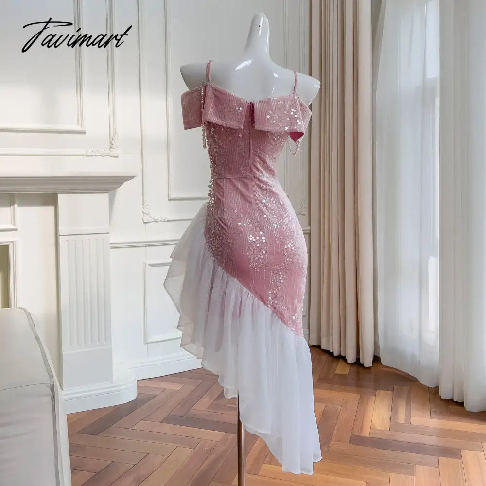 Women's Evening Party Dress Sexy Off The Shoulder Sequins Beading Slim Ruffles Fishtail Skirts Dubai Dresses for Women Vestidos