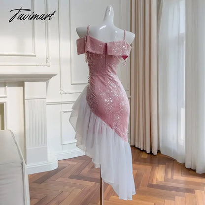 Women's Evening Party Dress Sexy Off The Shoulder Sequins Beading Slim Ruffles Fishtail Skirts Dubai Dresses for Women Vestidos