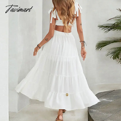 Women Skirts 2-Piece Set for Summer Skirt Sets new Spring Solid Short Bandeau Tops Elastic Waist Maxi Skirt Suits