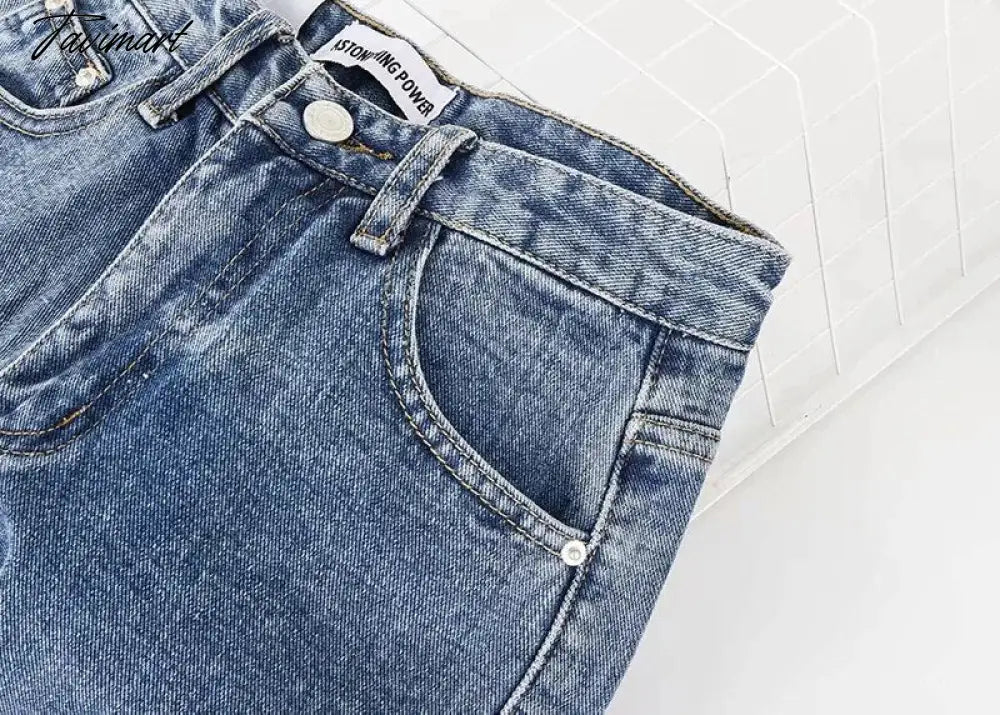 Women Vintage High Waist Straight Leg Jeans Blue Wide Leg Jean