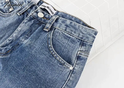 Women Vintage High Waist Straight Leg Jeans Blue Wide Leg Jean