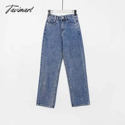 Women Vintage High Waist Straight Leg Jeans Blue Wide Leg Jean