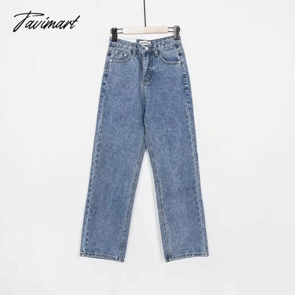 Women Vintage High Waist Straight Leg Jeans Blue Wide Leg Jean