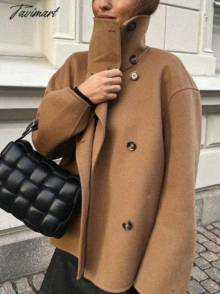 Women Vintage Solid Turn Down Collar Overcoat Loose Long Sleeve Single Breasted Jacket Autumn Fashion Casual Street Outerwear