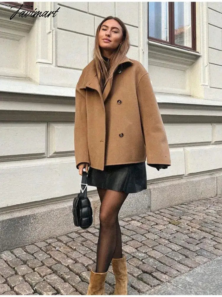 Women Vintage Solid Turn Down Collar Overcoat Loose Long Sleeve Single Breasted Jacket Autumn Fashion Casual Street Outerwear