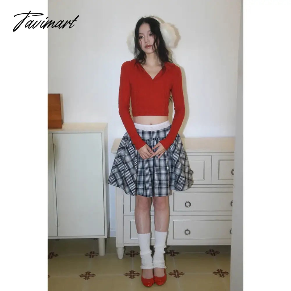 Womens Harajuku Mini Pleated Plaid Skater Skirt High Waist Hip Hop Clubwear gothic harajuku skirt Japan A-Line Skirt Spring 2024