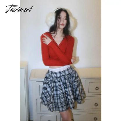 Womens Harajuku Mini Pleated Plaid Skater Skirt High Waist Hip Hop Clubwear gothic harajuku skirt Japan A-Line Skirt Spring 2024