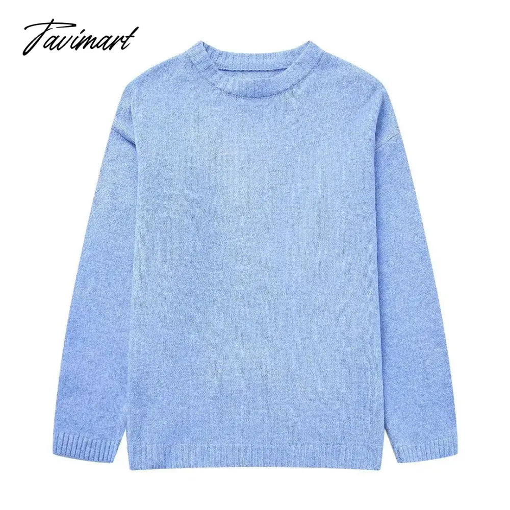 Women's Solid O-neck Pullover Sweaters Autumn Winter Long Sleeve Knitted Jumpers Versatile Fashion Female Warm Fit Knitwear