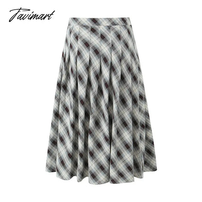 Y2k clothes women japanese pleated midi skirts for woman Fall kawaii plaid skirt korean fashion long skirt vintage clothes