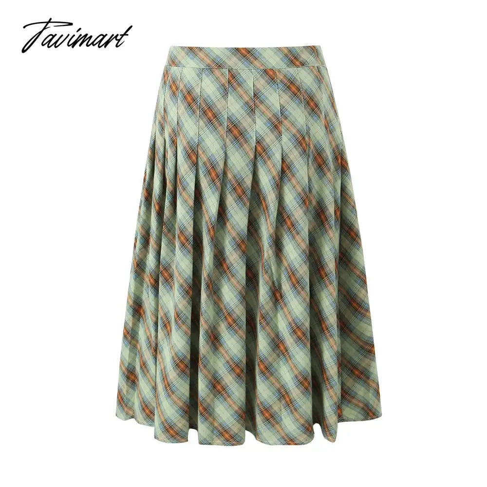 Y2k clothes women japanese pleated midi skirts for woman Fall kawaii plaid skirt korean fashion long skirt vintage clothes