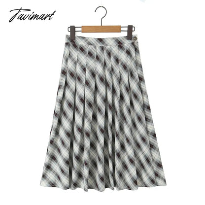 Y2k clothes women japanese pleated midi skirts for woman Fall kawaii plaid skirt korean fashion long skirt vintage clothes
