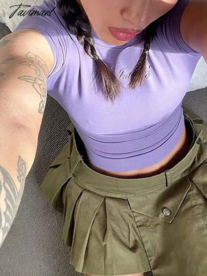 Y2K Gothic Micro Skirts Green Fairy Grunge Women Mini Skirts Rave Outfits 2000s Clothes Cute Buckle Skirts for Female