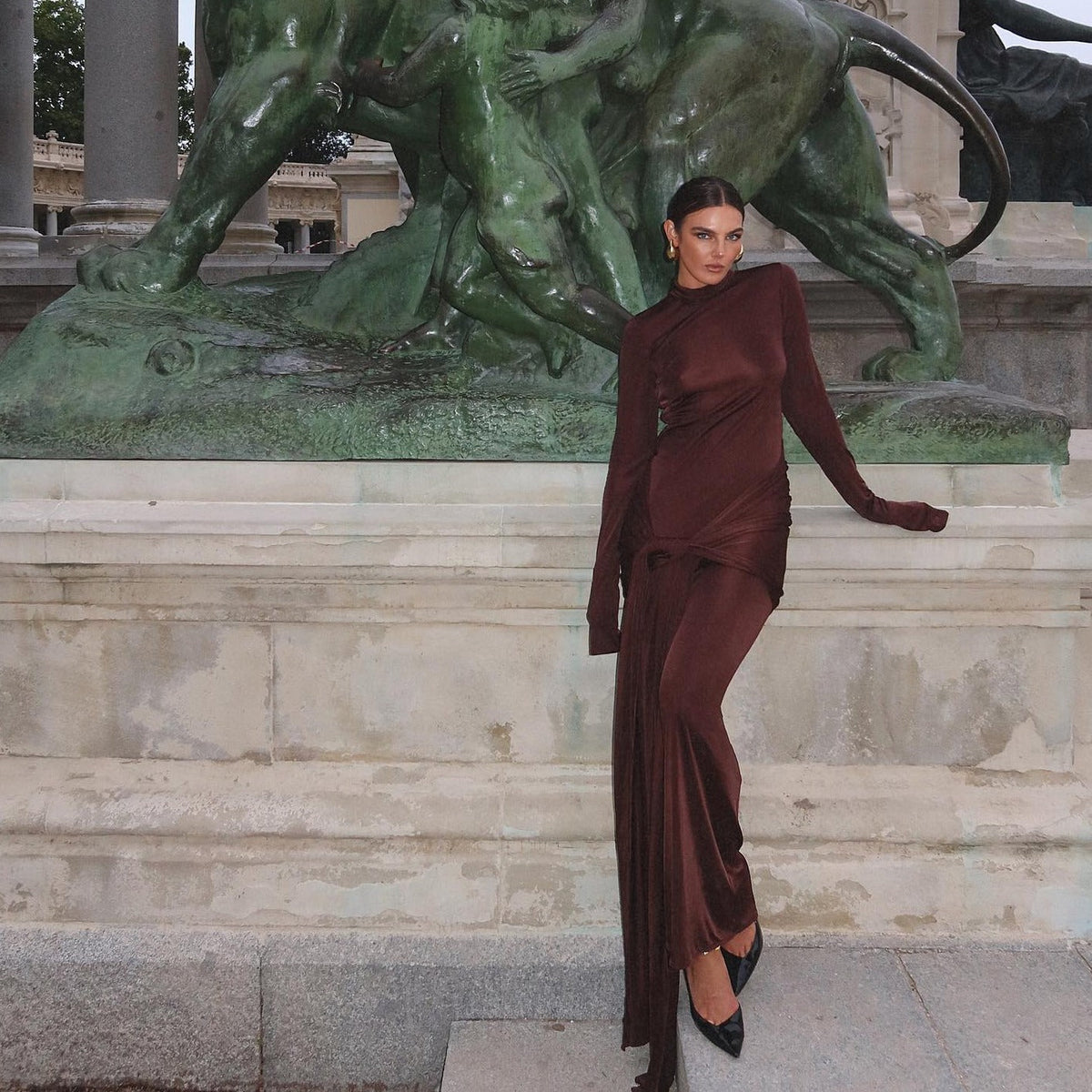 Halter Neck Sarong Wrap Draped Maxi Dress