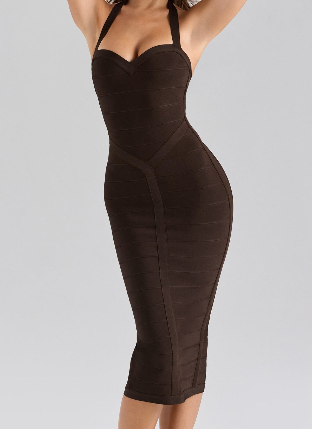 Sweetheart Neck Halter Strap Bandage Midi Dress