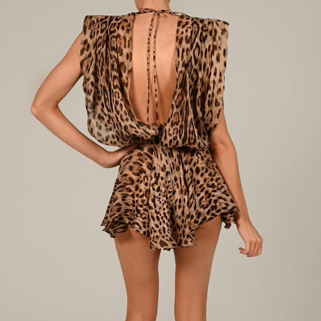 Deep V Neck Cutout Waist Bodycon Mini Dress