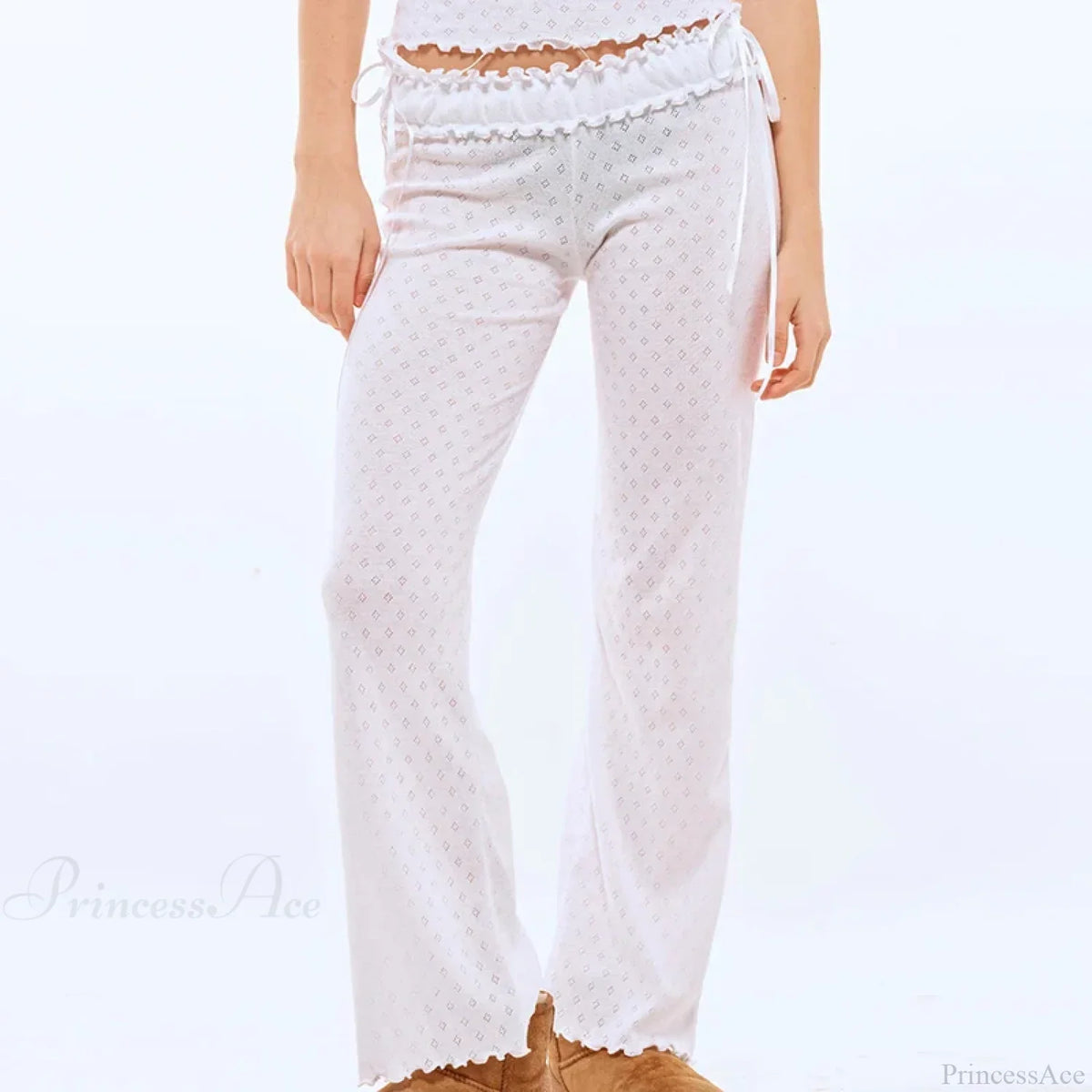 Tree Fungus Eyelet Sleeveless Cami Wide Leg Pants Two Pieces Set