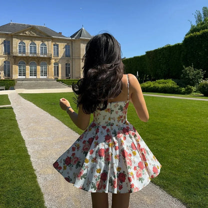 Tulle Skirt Floral Print A-line Floral Dress
